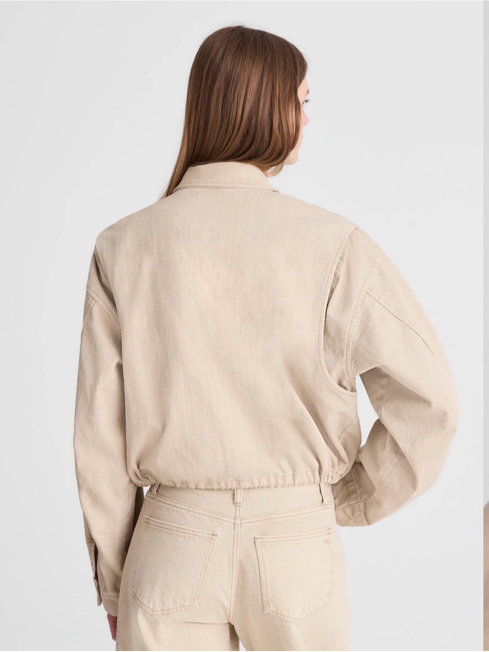 Madewell Denim Field Crop Funnel Neck Jacket in Khaki - S - Sold Out Online! - Picture 10 of 11
